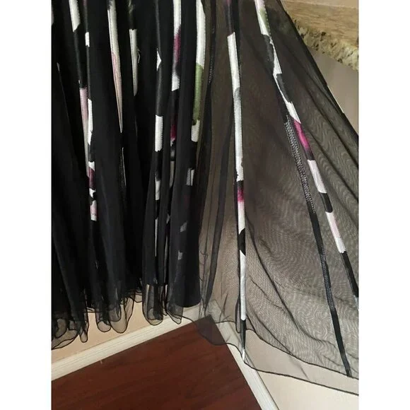 Vintage Y2K Cache Women's Black Multi Pleated Midi Dress - 6 - Picture 3 of 14